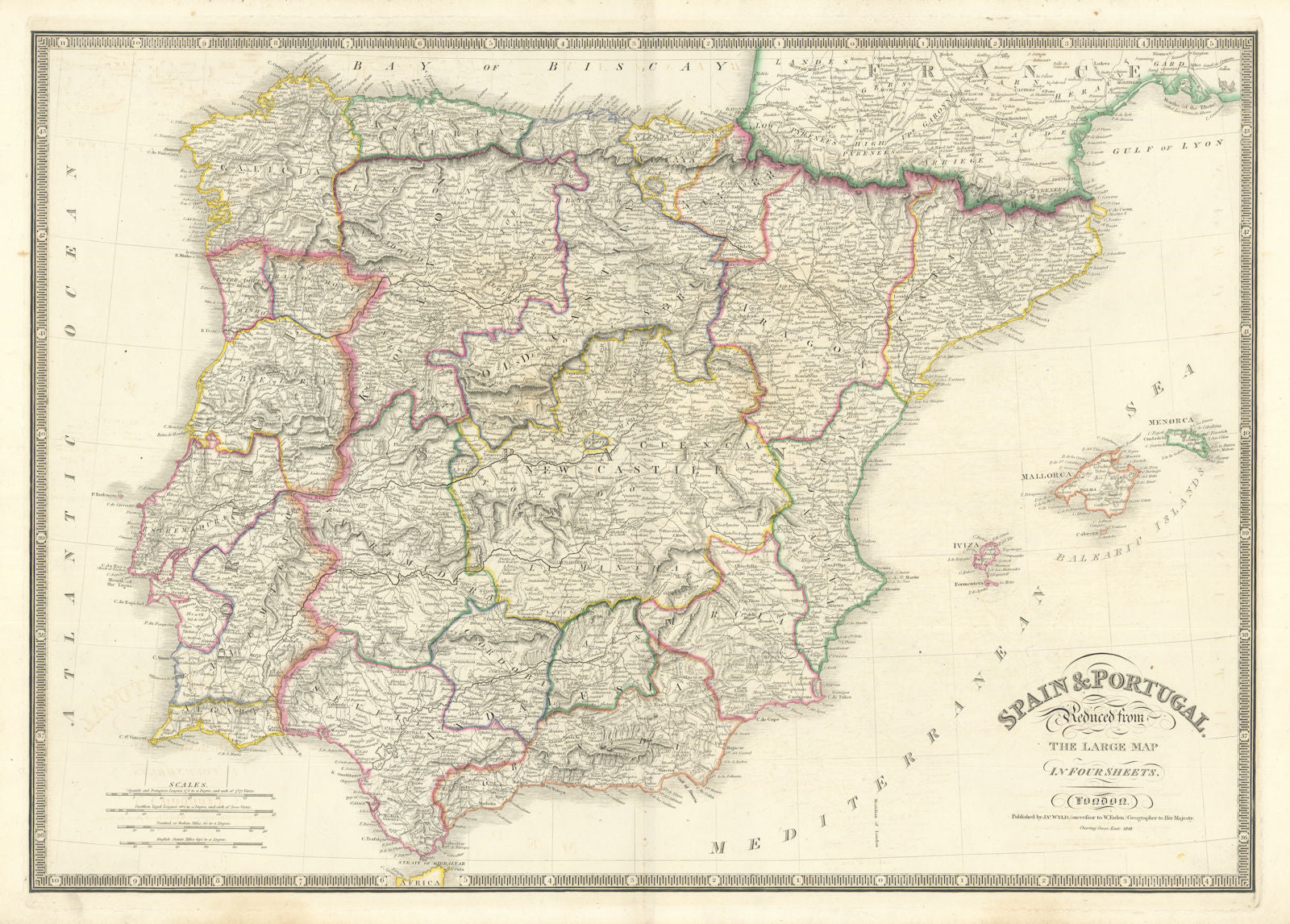 Spain & Portugal Reduced from the large map in 4 sheets by James Wyld 1842